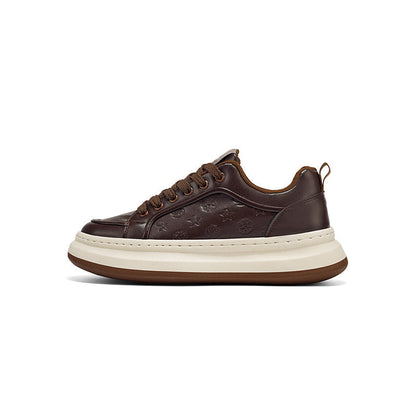 Embossed Platform Lace-Up Sneakers