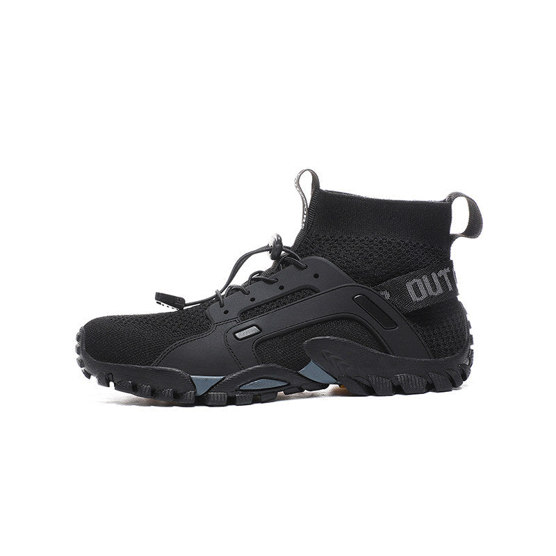 High-Top Knit Panel Chunky Sneakers