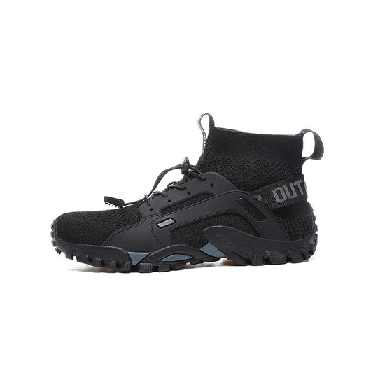 High-Top Knit Panel Chunky Sneakers