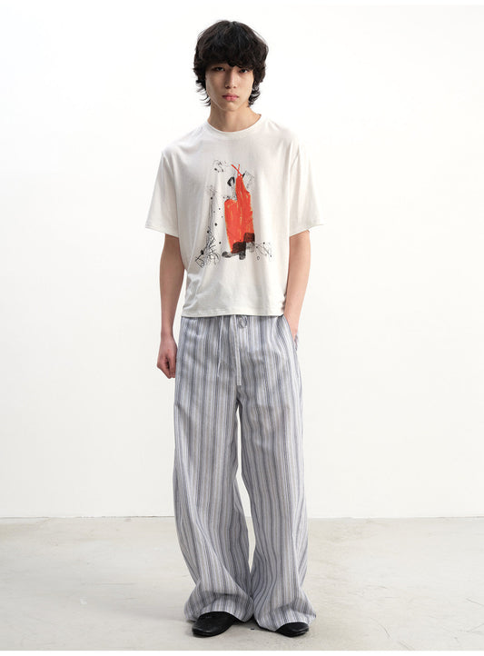 Striped Drawstring Casual Pants