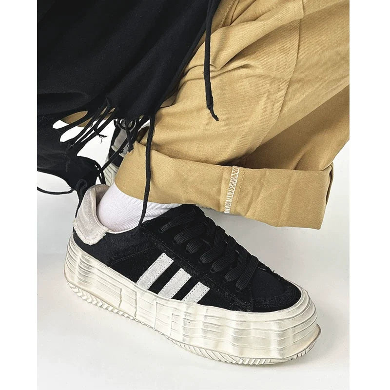 Washed Trainer-Inspired Canvas Sneakers