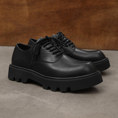 Lace Up Thick Sole PU Leather Shoes