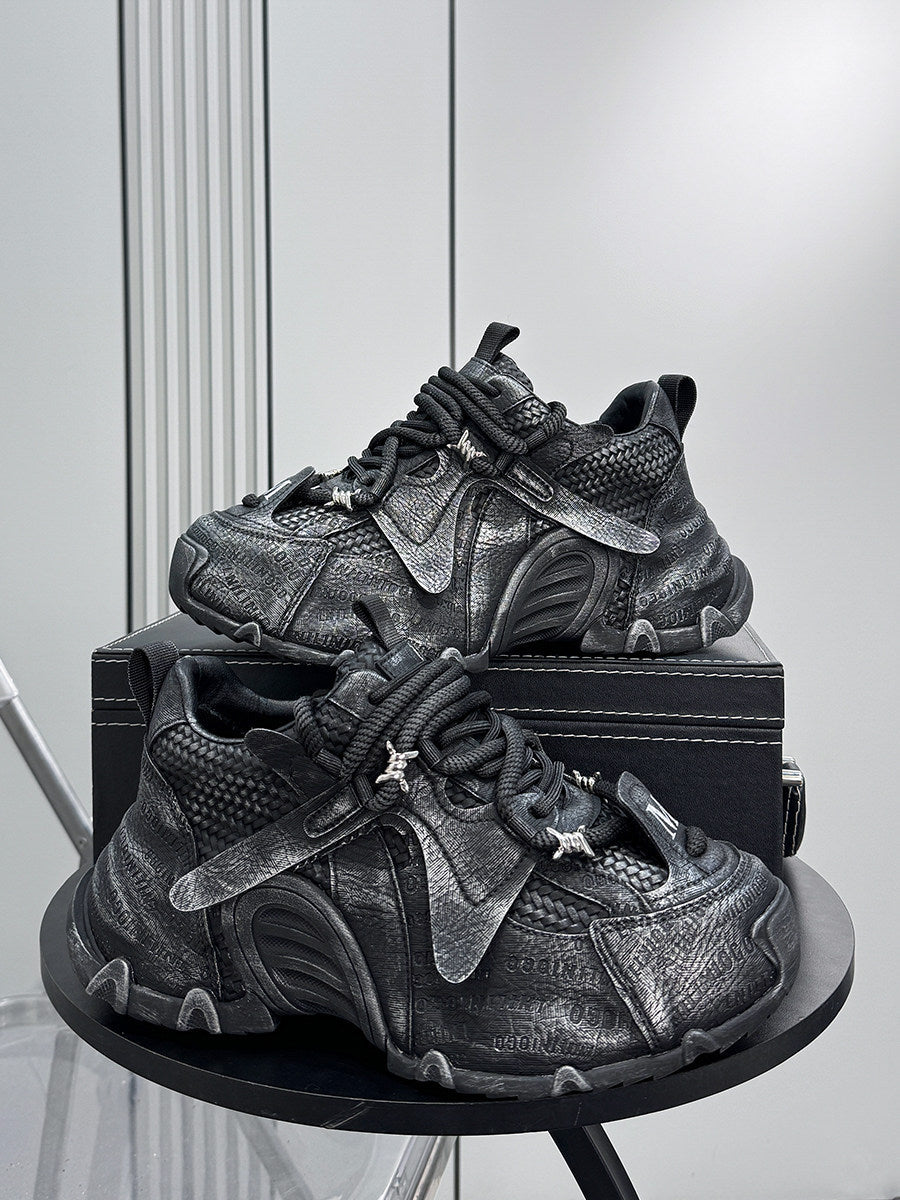 Embroidery Panel Chunky Sole Sneakers