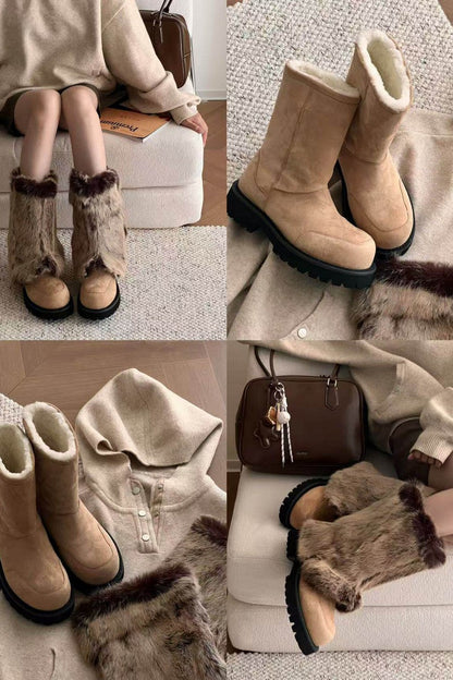 Tall Fleece Snow Boots