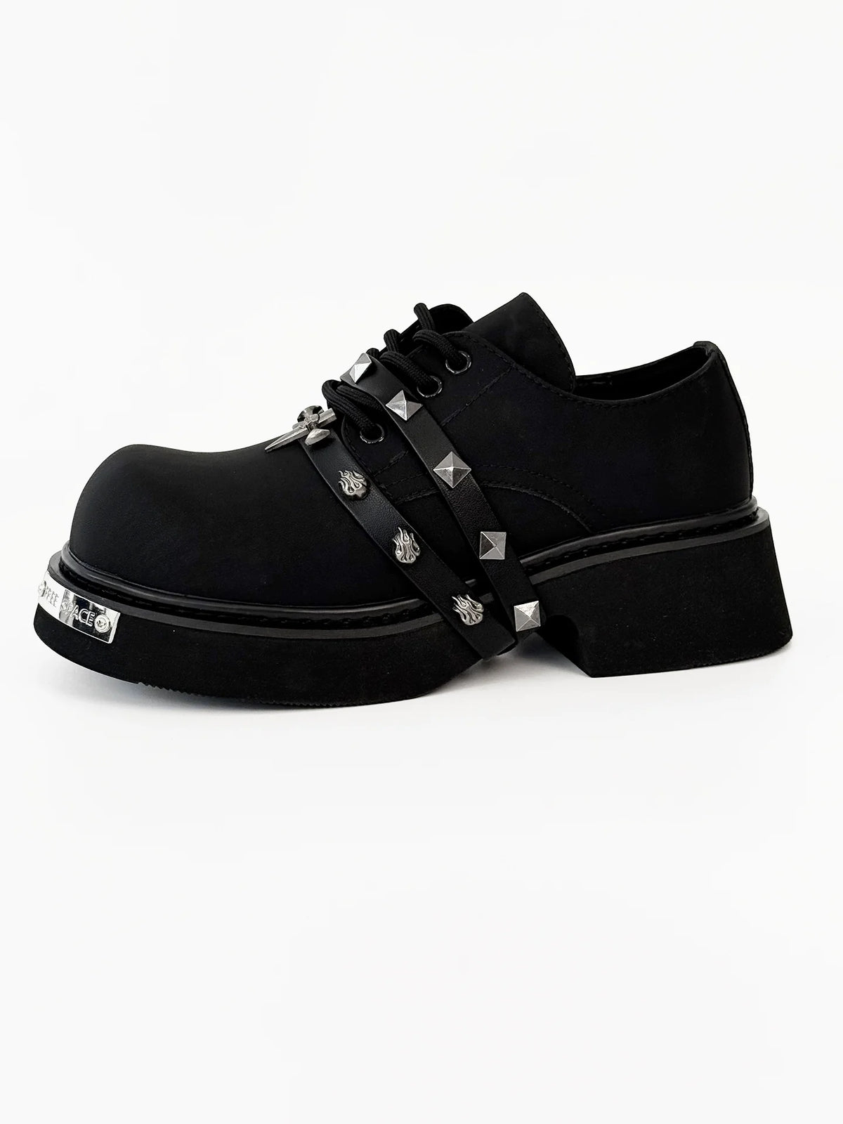 Matte Derby Chunky Sole Studs Large Toe Shoes