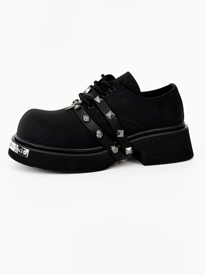 Matte Derby Chunky Sole Studs Large Toe Shoes