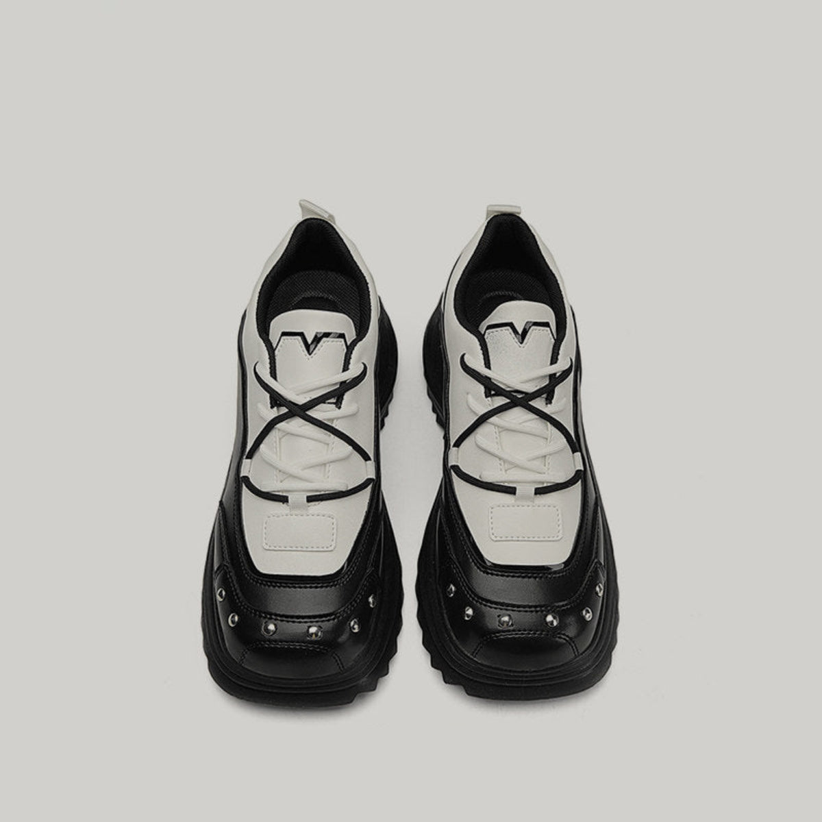 Rivet Non-Slip PU Leather Lace-Up Shoes