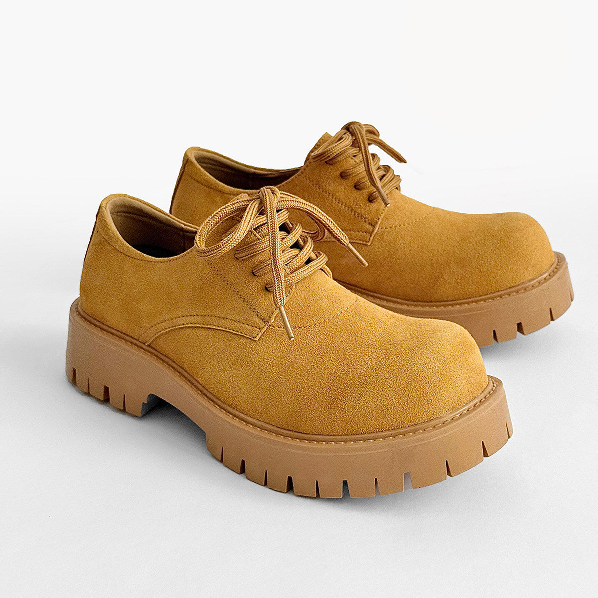 Suede Lace Up Thick Sole Round Toe Shoes