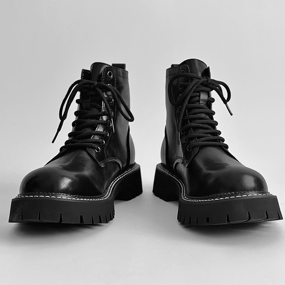 Chunky Lug Sole Platform Lace-Up Boots