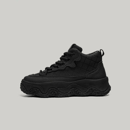 Embossed Platform Lace-Up Sneakers