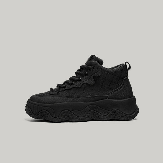 Embossed Platform Lace-Up Sneakers