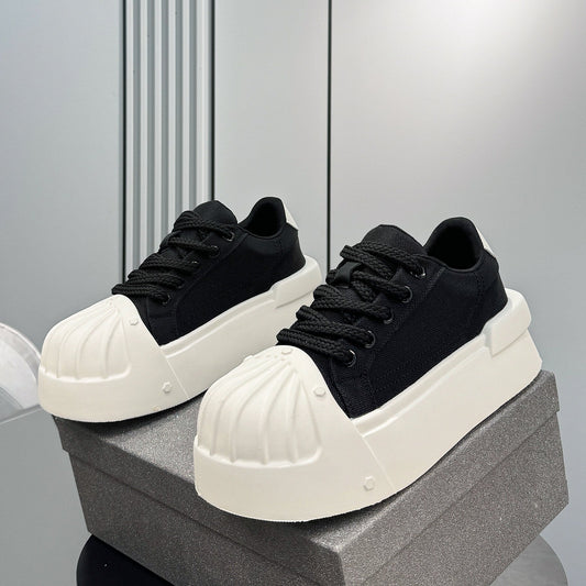 Breathable Canvas Thick-Sole Height-Increasing Sneakers