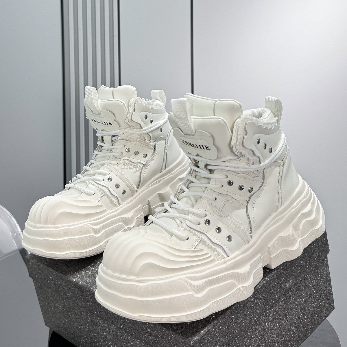 Studs Lace Up Platform Chunky Sole Sneaker
