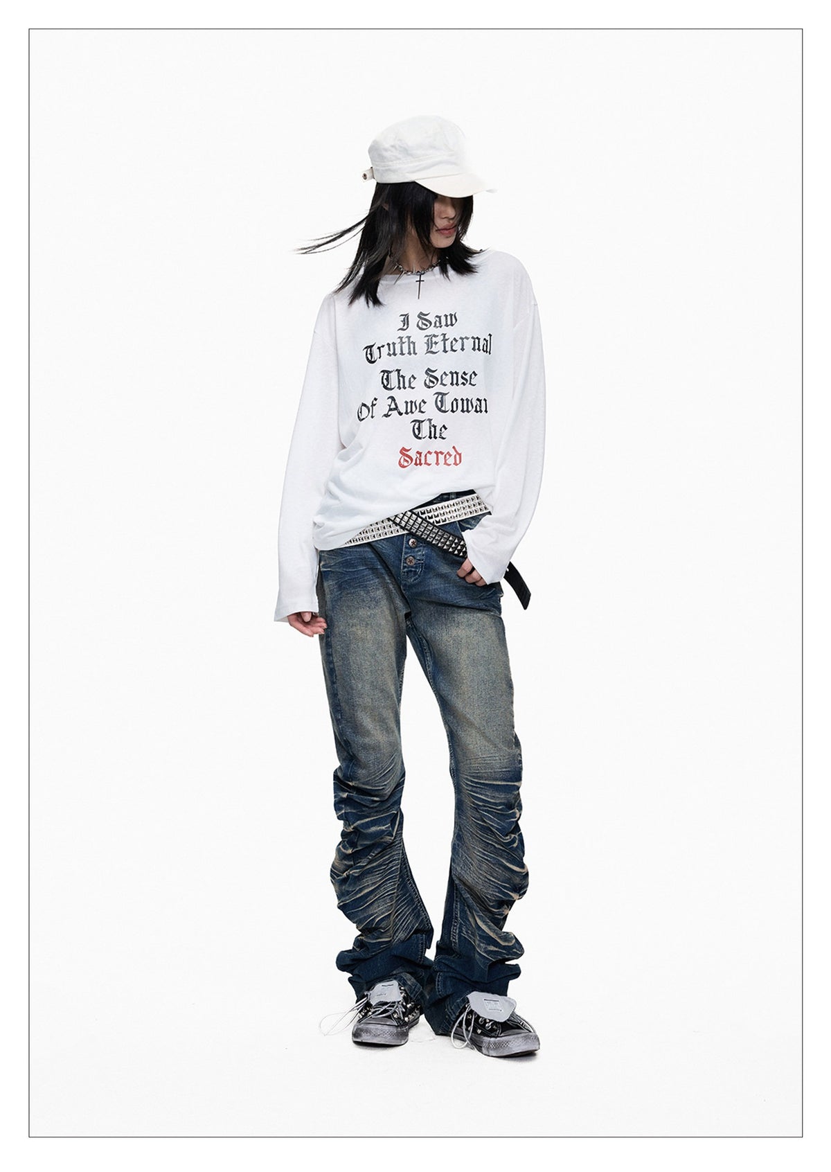 Blue Washed Whisker Cut Skinny Jeans