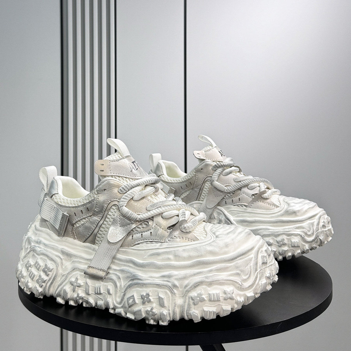 Metallic Strap Platform Chunky Sole Sneakers