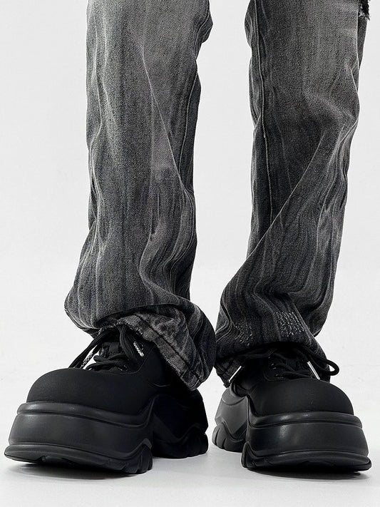 Chunky Sole Round Toe Leather Shoes