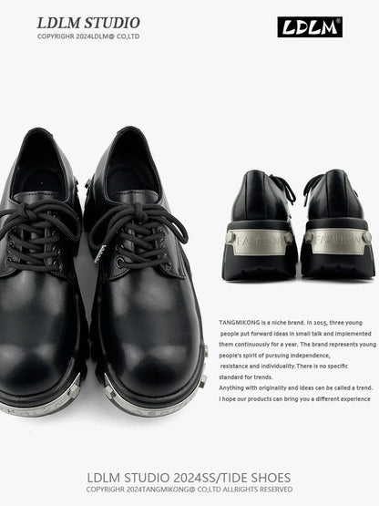 Thick Sole PU Leather Derby Shoes