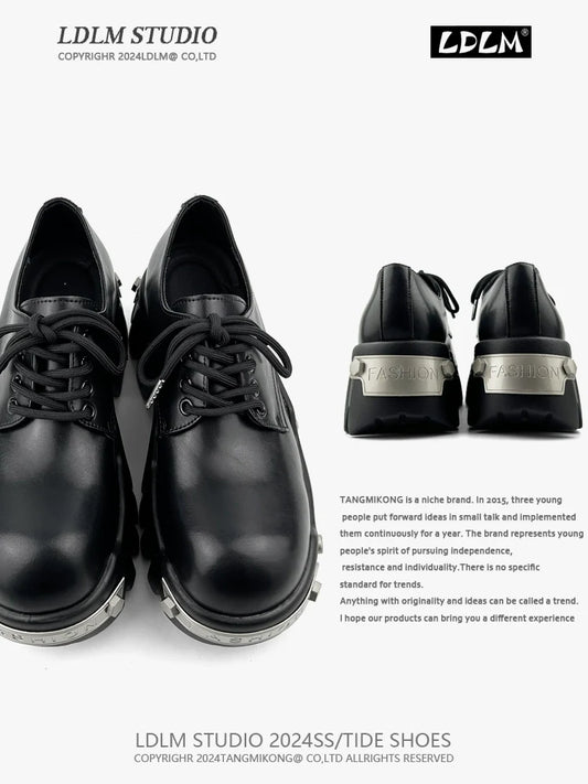 Thick Sole PU Leather Derby Shoes