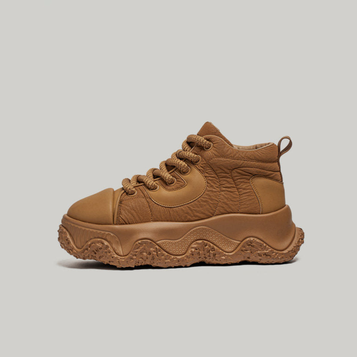 Wrinkled Panel Chunky High-Top Sneakers
