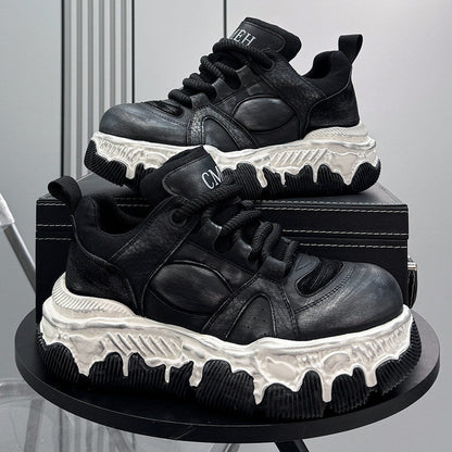 Panel Rope Lace Chunky Sole Sneakers