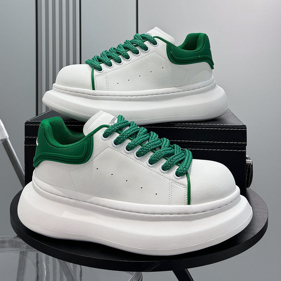 Round-Toe Platform Lace-Up Sneakers