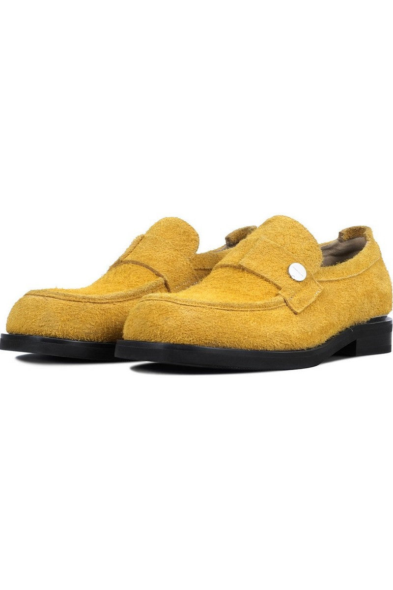 Metal-Button Leather Loafers