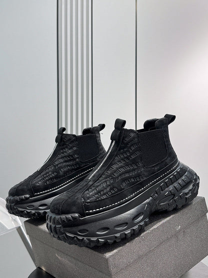 Embroidery Side Gore Chunky Sole Sneakers