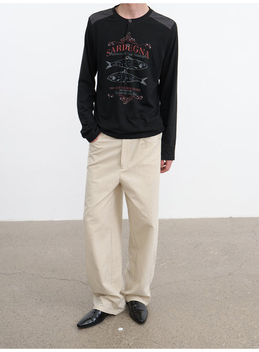 Casual Pants with Side Ribbing