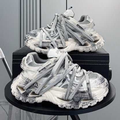 Paint Splash Rope Lace Chunky Sole Sneakers