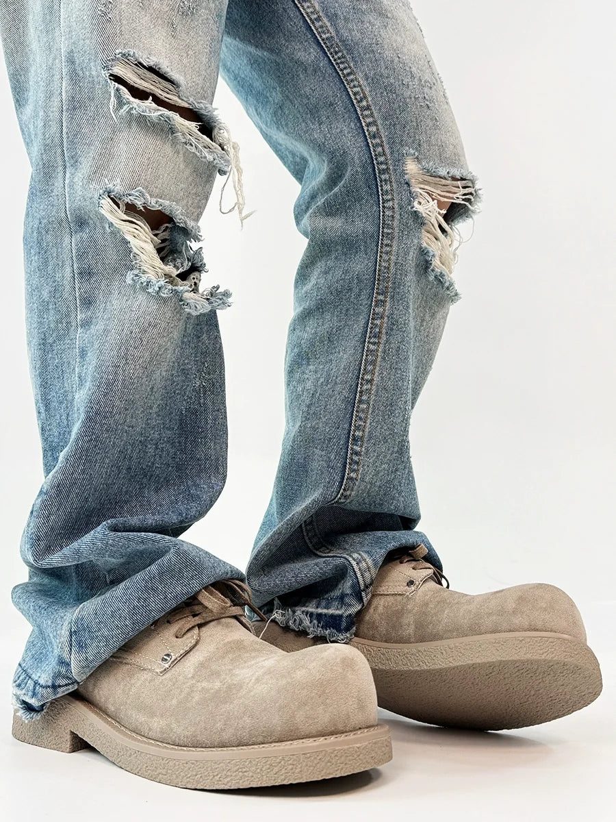 Chunky Suede Platform Derby Shoes