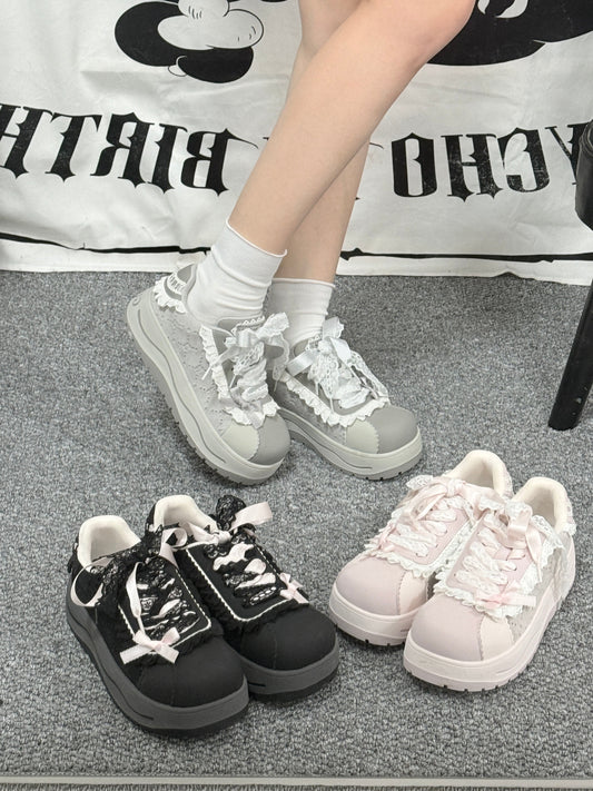 Lace Trim Platform Shoes