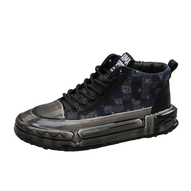 Distressed Check Platform Sneakers WN24728