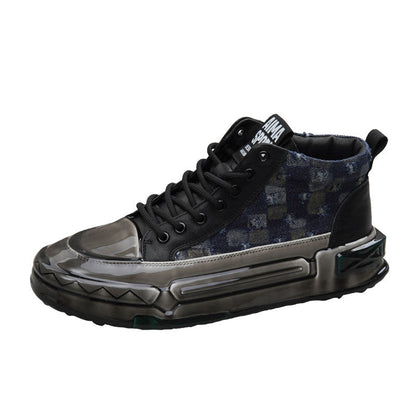 Distressed Check Platform Sneakers WN24728