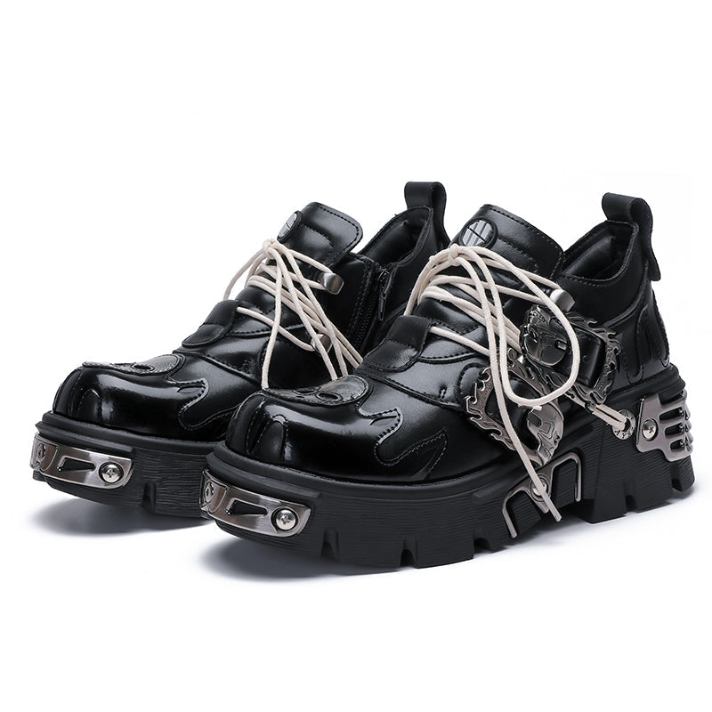Metal Detail Chunky Sole Derby Leather Shoes