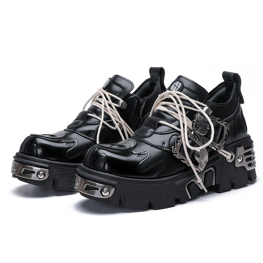 Metal Detail Chunky Sole Derby Leather Shoes