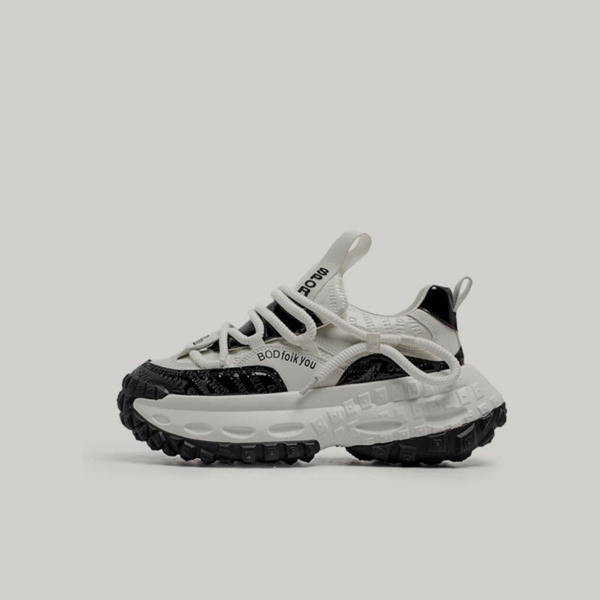 Color Block Chunky Sole Lace-Up Sneakers