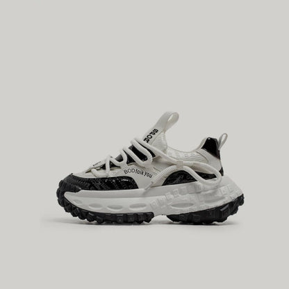 Color Block Chunky Sole Lace-Up Sneakers