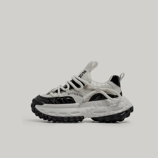 Color Block Chunky Sole Lace-Up Sneakers