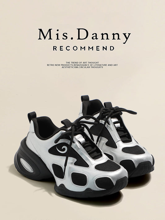Mesh Panel Chunky Lace-Up Sneakers