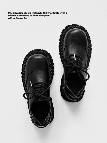 Chunky Platform Round Toe Lace-Up Shoes