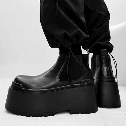 Thick Sole PU Leather Boots