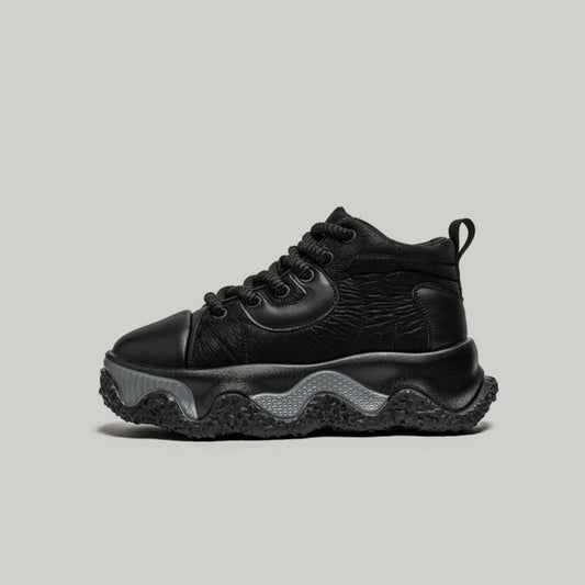 Wrinkled Panel Chunky High-Top Sneakers