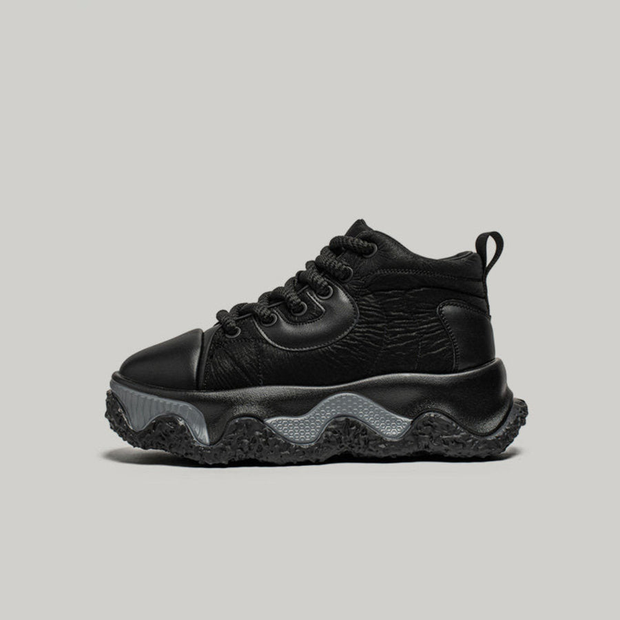 Wrinkled Panel Chunky High-Top Sneakers