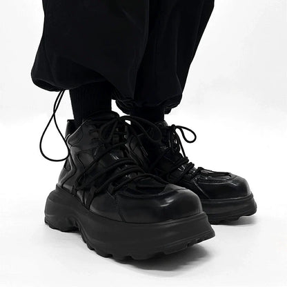 High-Top Chunky Sole Leather Shoes