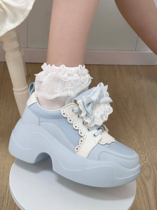 Leilei Lace Bow Platform Shoes