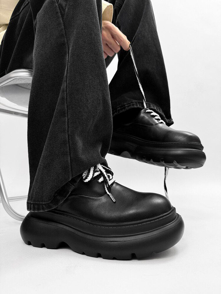 Chunky Platform Round Toe Lace-Up Shoes