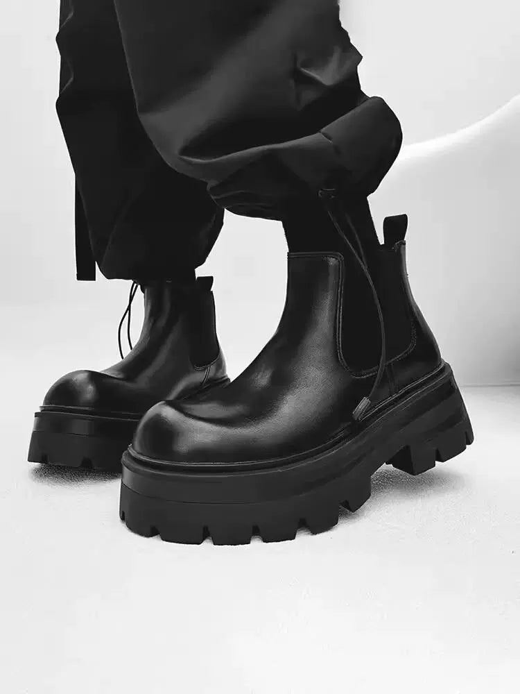 Chunky Sole Leather Chelsea Boots