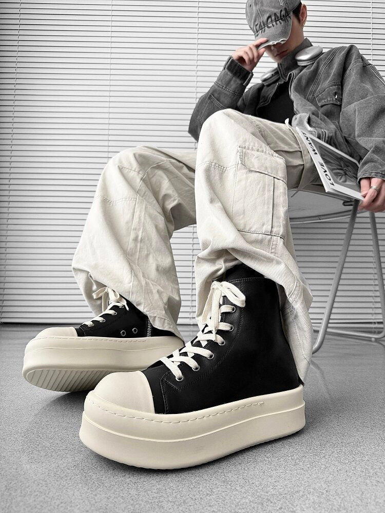 Lace Up Side Zipper Thick Sole Short Boots