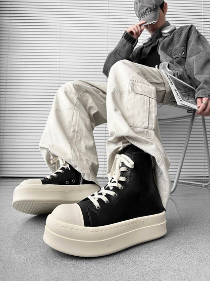 Lace Up Side Zipper Thick Sole Short Boots