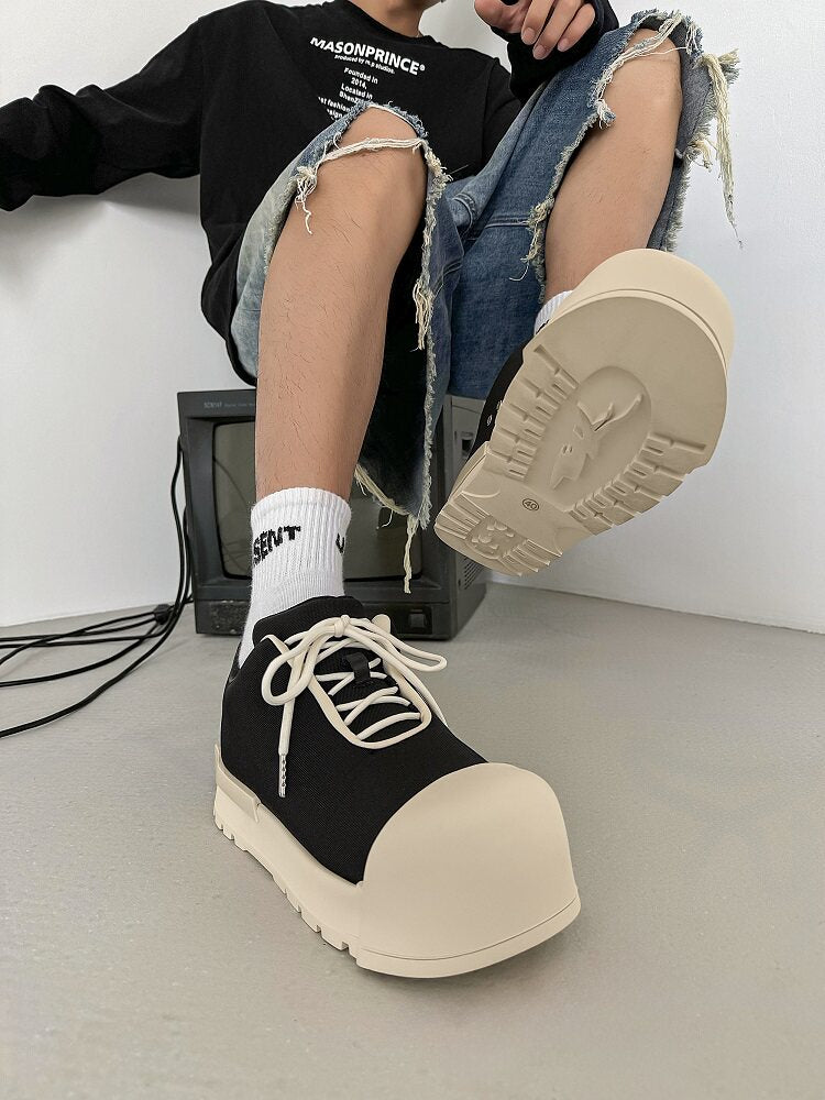 Chunky Shell Toe Platform Lace-Up Sneakers